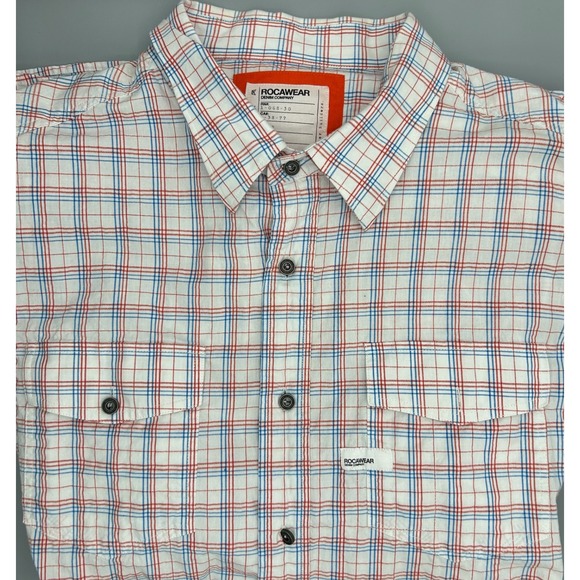 Rocawear Other - Rocawear Mens Plaid Long Sleeve Button Up Shirt‎ 2XL Red Blue White Spell Out
